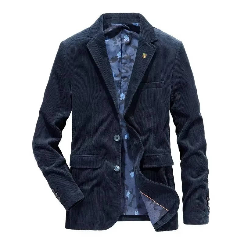 Men's brown corduroy blazer jacket slim fit 100% cotton smart casual office wear distinctive texture