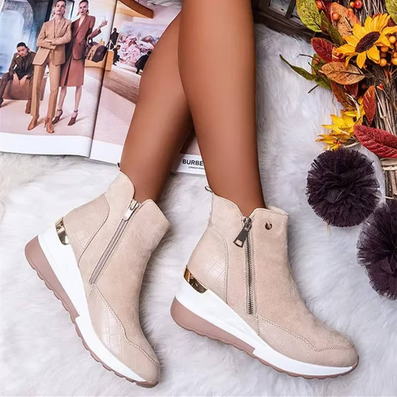 Women's wedge sneaker boots street style everyday comfort with cushioned footbed and supportive heel