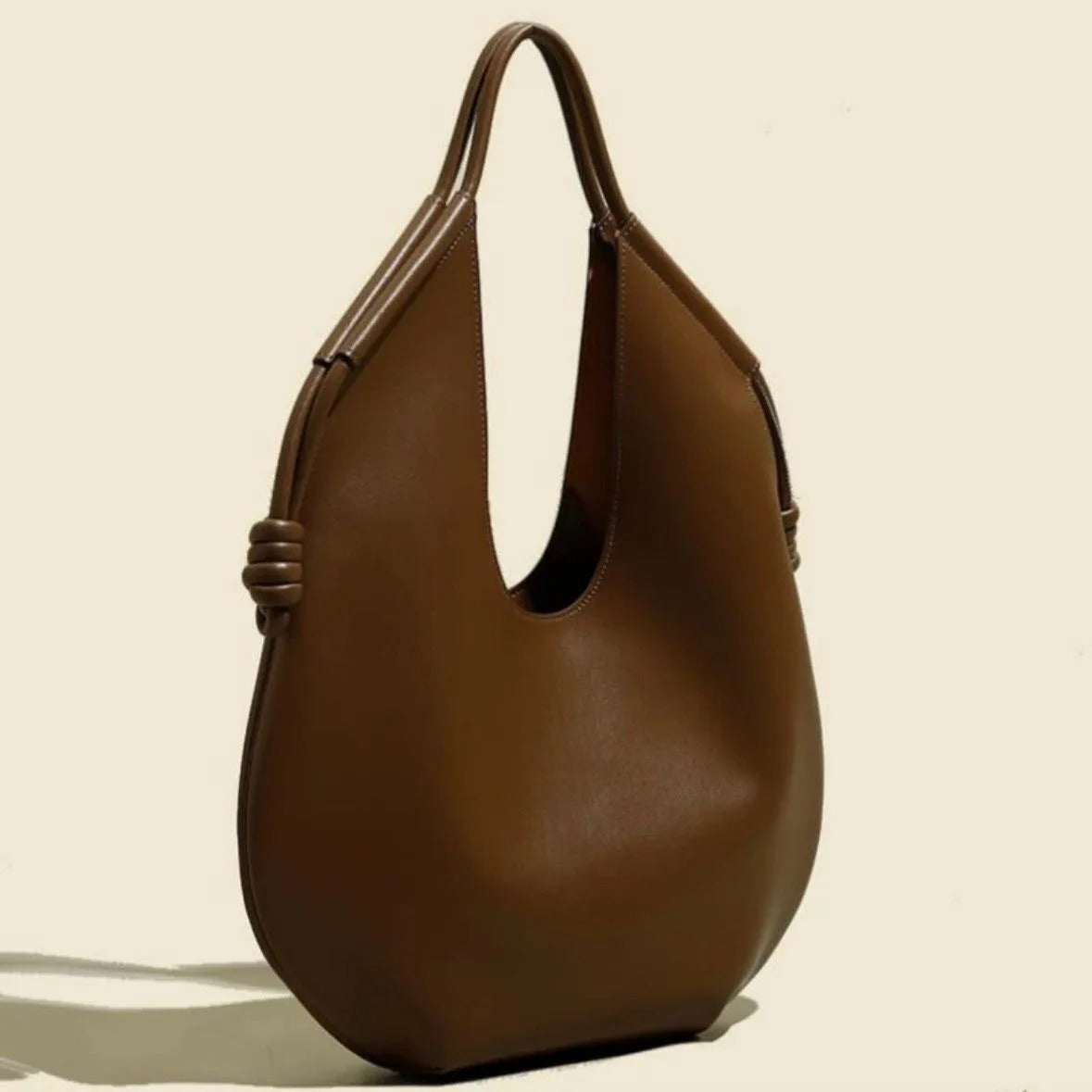 Rosie slouchy faux leather tote bag knotted top handle everyday luxury women beige neutral