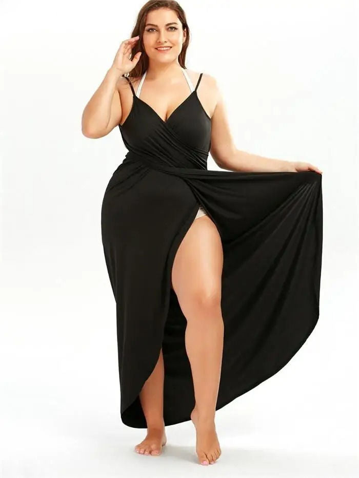 Women's white cotton beach cover-up dress, loose flowing silhouette with breezy lightweight fabric