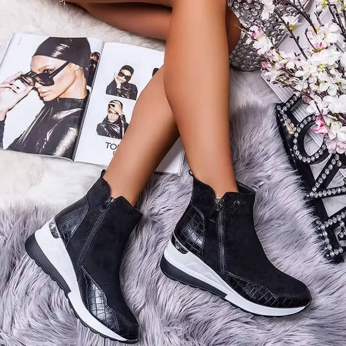 Women's wedge sneaker boots street style all-day comfort with cushioned footbed and supportive heel