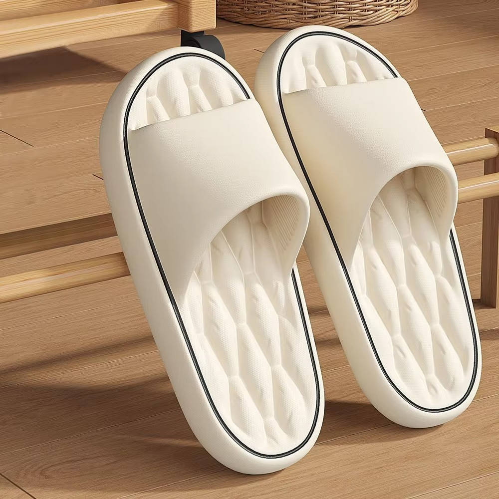 Unisex massage footbed shower slides waterproof slip-on design for poolside and home comfort