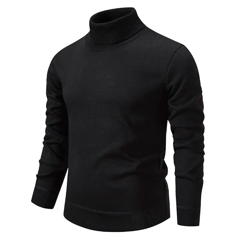 Lightweight fine knit turtleneck sweater neutral ribbed collar modern slim fit for layering