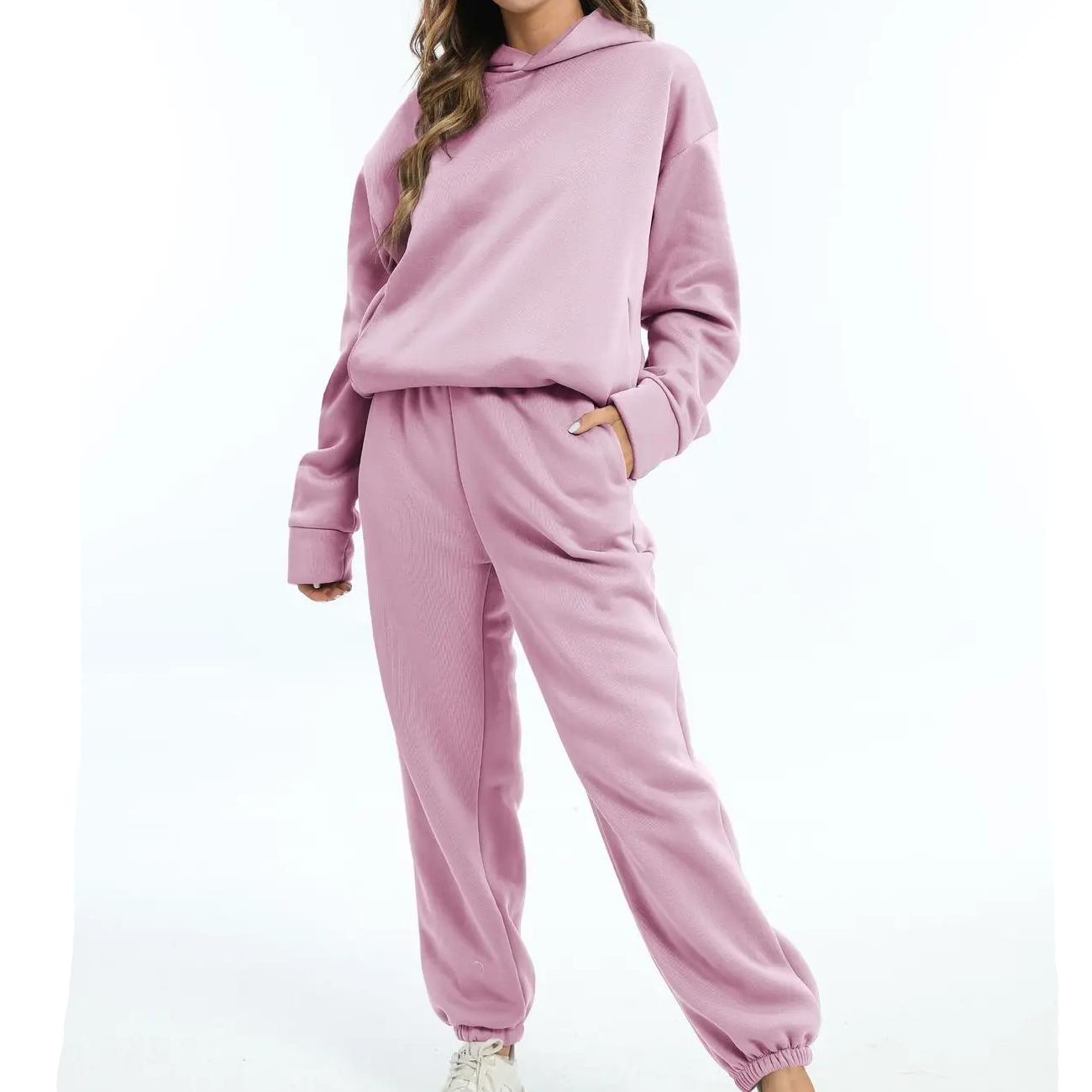 Women's oversized jogger set soft warm hoodie two-piece lounge outfit with shape-retention fabric