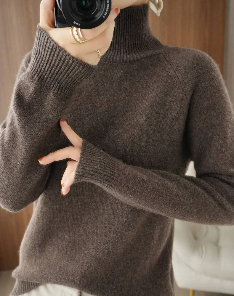 Women pure cashmere turtleneck sweater, soft lightweight knit, anti-pilling treated everyday essential