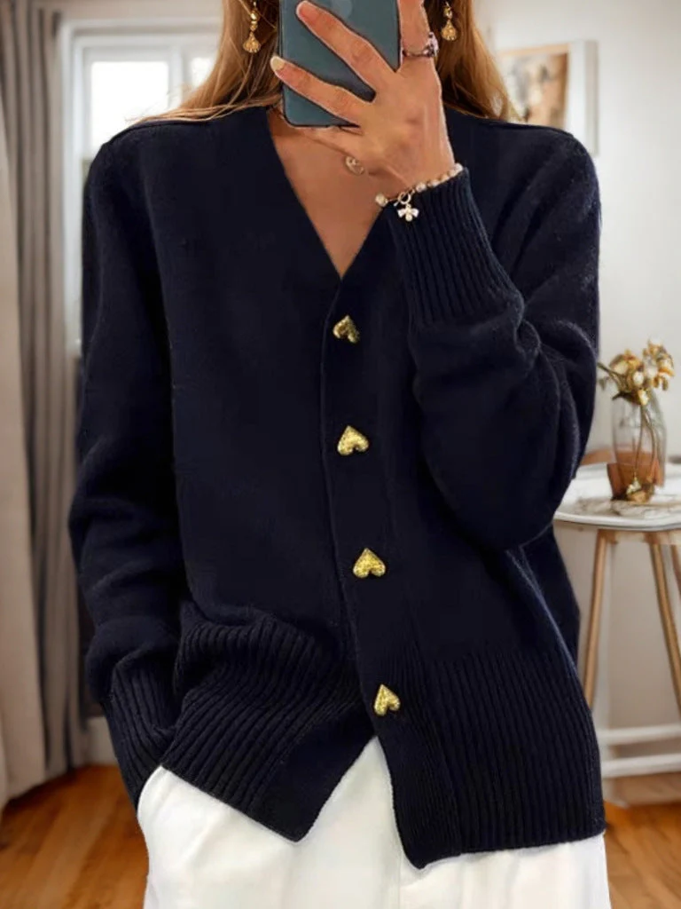 Chloé soft V-neck wool-blend cardigan for women, refined silhouette in versatile knit layering style