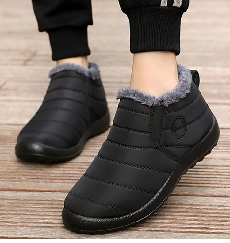 Women's low-top waterproof snow boots warm non-slip microfiber upper for ice and winter comfort