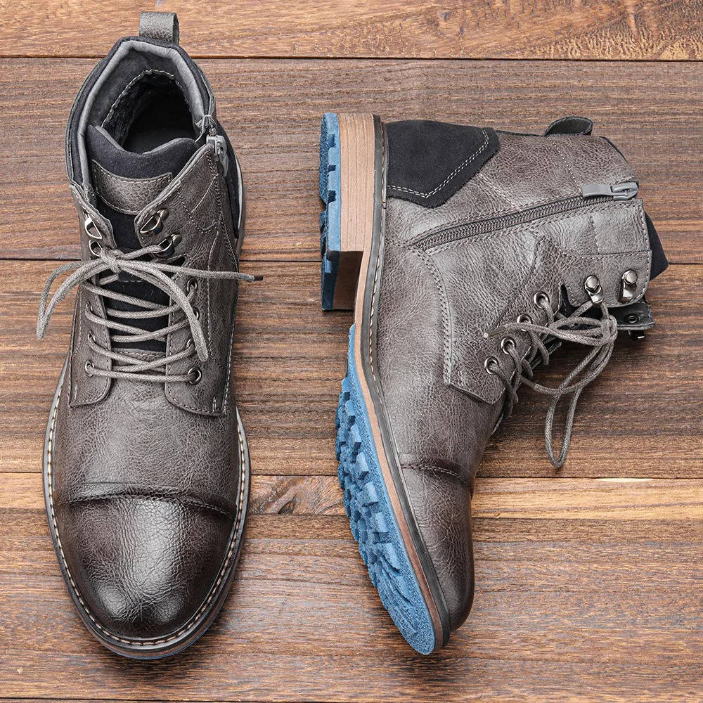 Men's tan suede desert boots ankle-height silhouette with convenient side zip for office to weekend wear