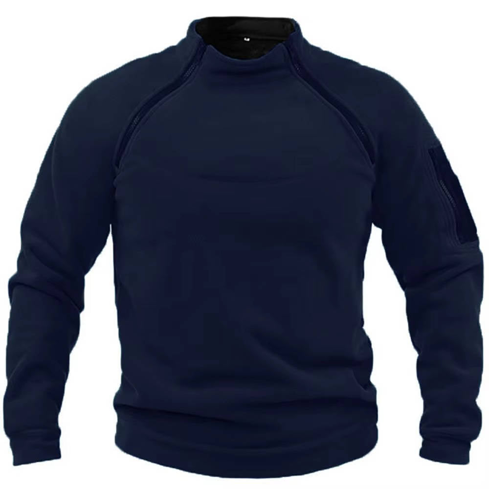 Olive green tactical fleece pullover quarter-zip mock neck lightweight sweater for hiking outdoor use