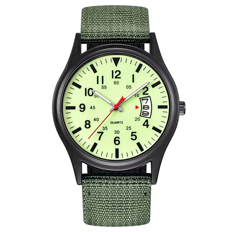 Tactical military quartz watch with mineral glass shield, rugged design for outdoor adventurers