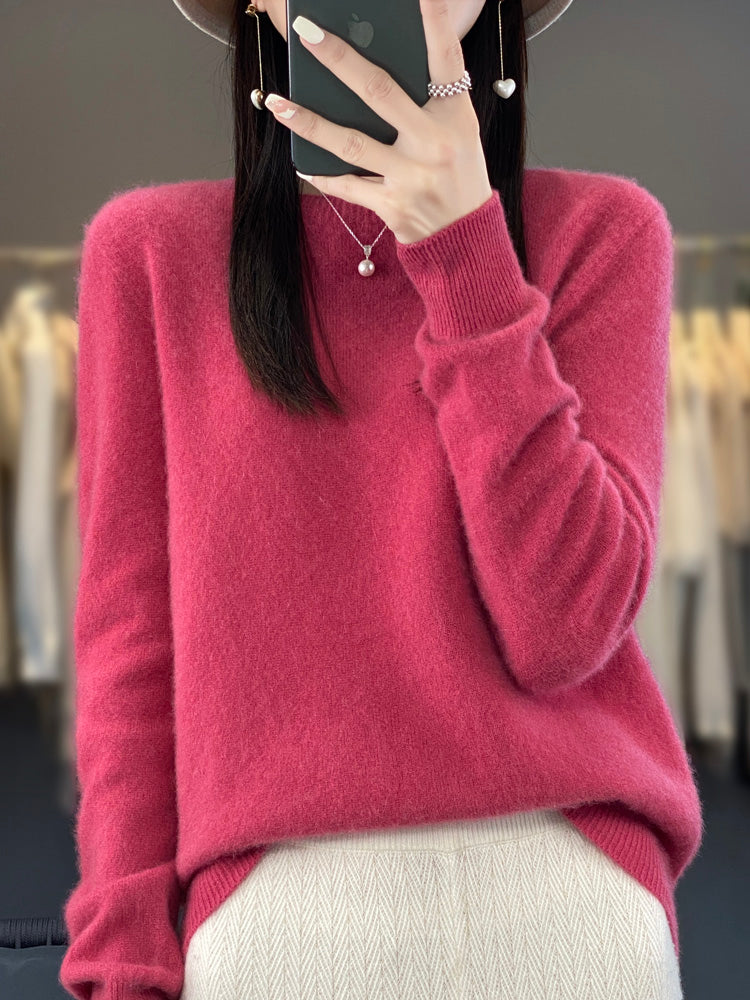 Women's relaxed-fit cotton knit sweater in cozy warm style with soft everyday comfort