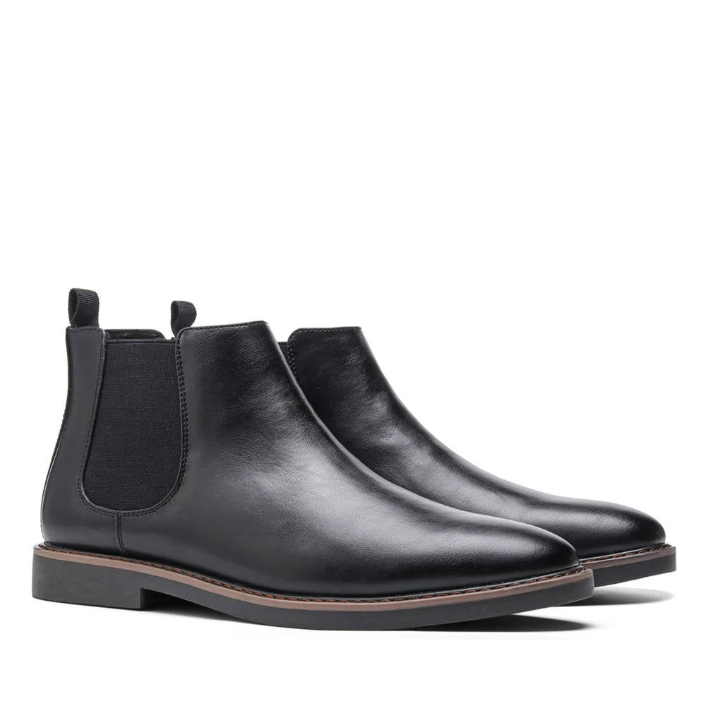 Men's classic brown leather Chelsea boots with contrast stitch detailing for all-day professional comfort