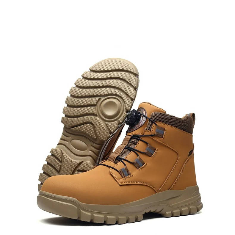 Men's black steel toe safety boots heavy-duty puncture-resistant midsole construction work footwear