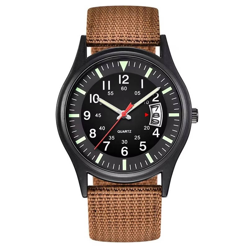 Tactical military quartz watch with mineral glass shield, rugged design for outdoor adventurers
