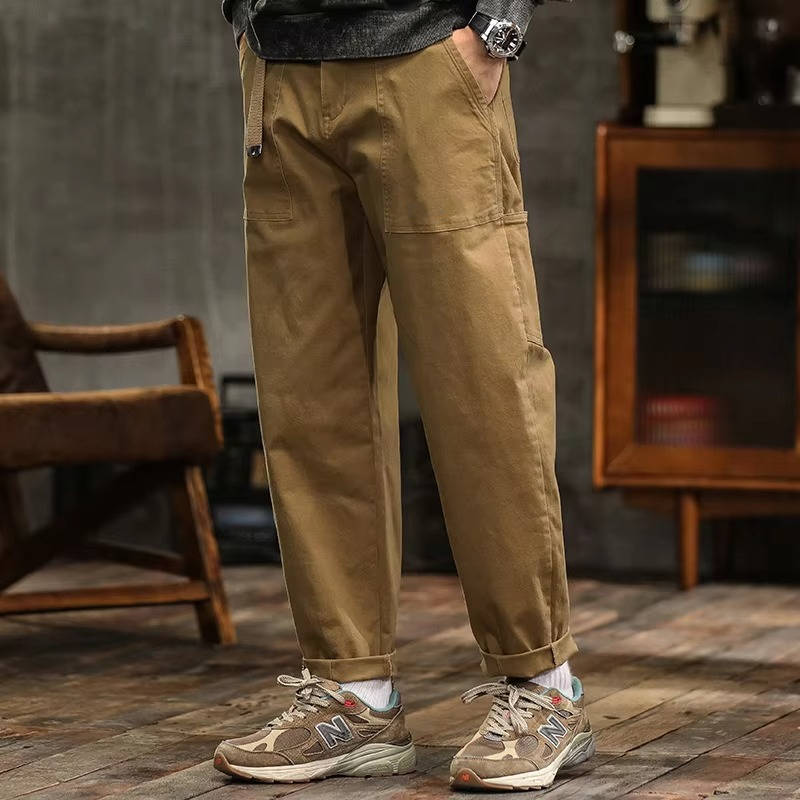 UrbannVibe men's relaxed fit cargo work pants with deep pockets, cotton-spandex stretch, vintage silhouette