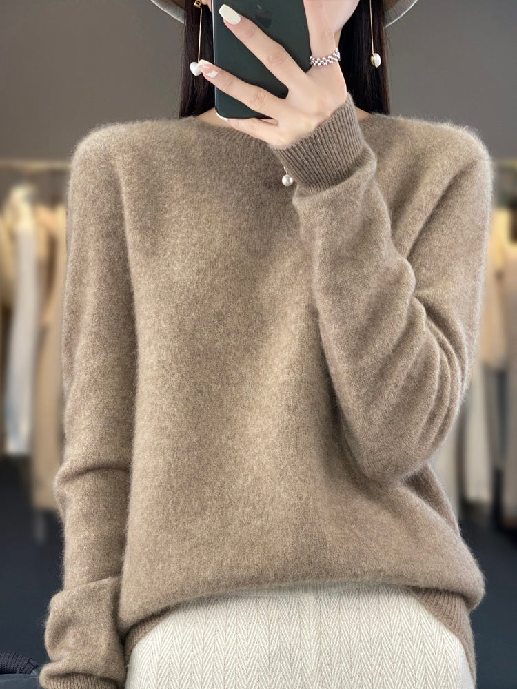 Women's classic crewneck winter sweater timeless silhouette everyday warmth versatile clean neckline