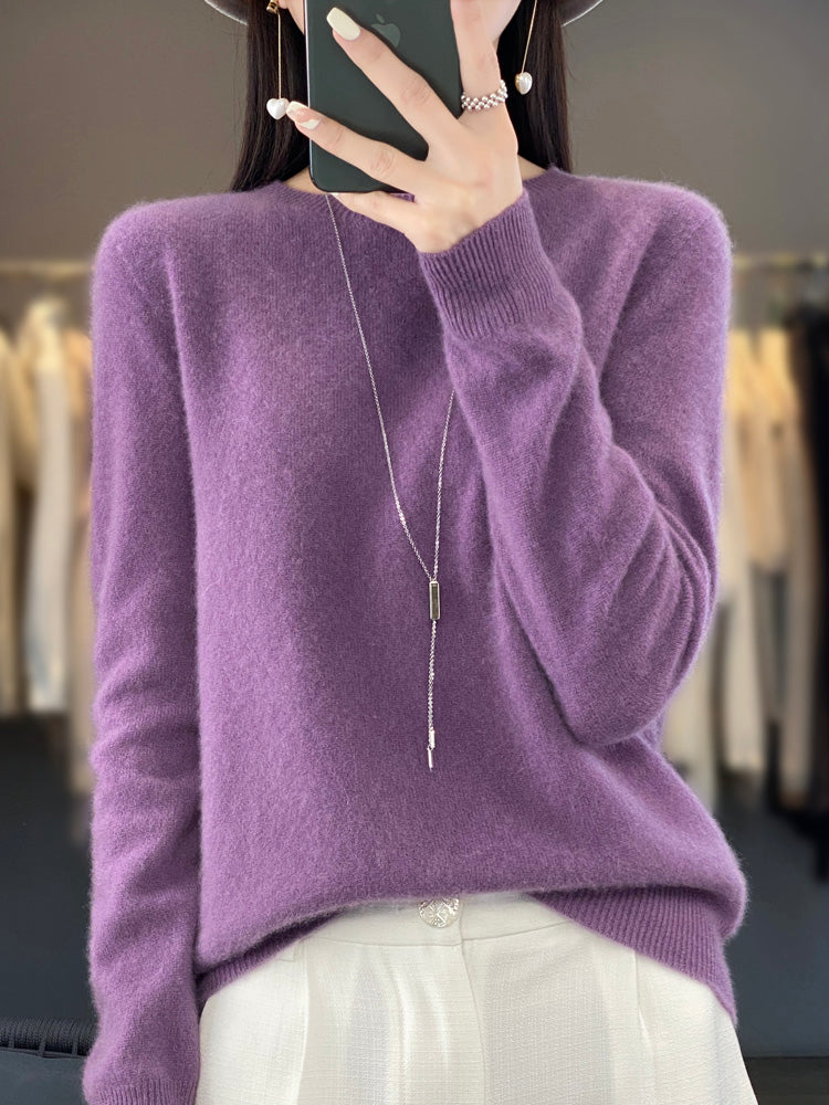 Women's classic crewneck winter sweater timeless silhouette everyday warmth versatile clean neckline