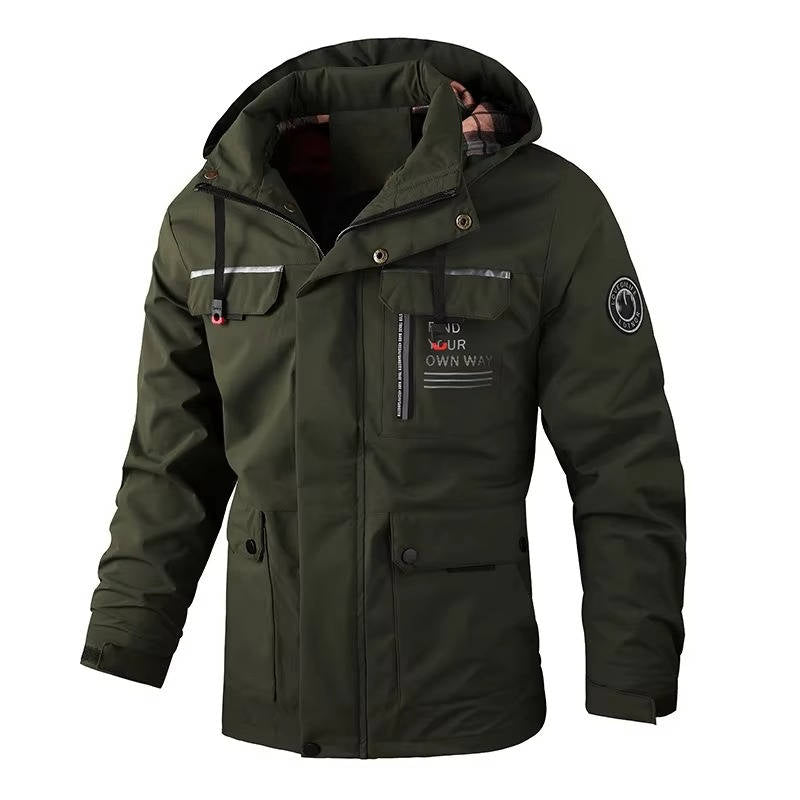 Men's lightweight windproof winter jacket insulated slim fit with multiple pockets for outdoor wear