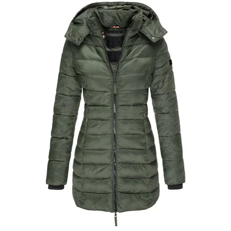 Zara black hooded down jacket cold weather insulated warm lining durable easy care winter coat