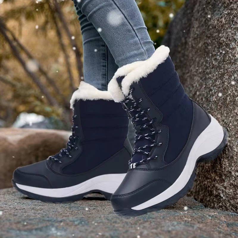 Urbann-Vibe women's waterproof snow boots lightweight warm winter ankle boots with plush fur lining