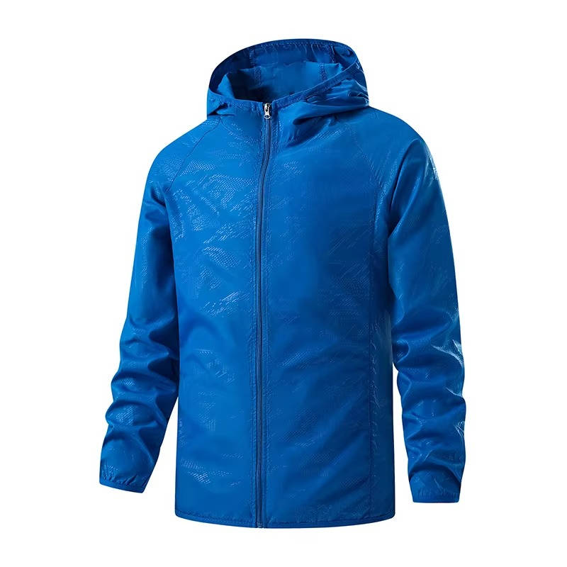 Men's waterproof hooded jacket breathable slim fit outdoor sports rain-ready lightweight layer