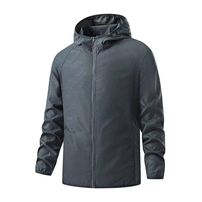 Men's navy hooded waterproof jacket lightweight breathable design for outdoor sports adventures