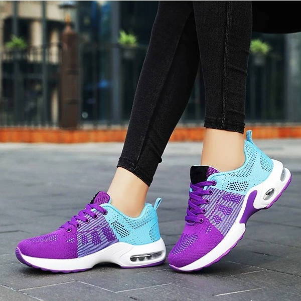 Women's lightweight orthopedic walking shoes breathable knit upper removable insole all-day comfort