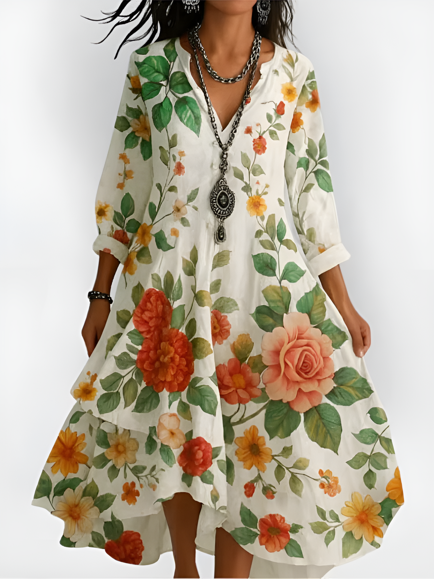 Urbann-Vibe Floral Vintage Boho Maxi Dress For Women Effortless Chic A