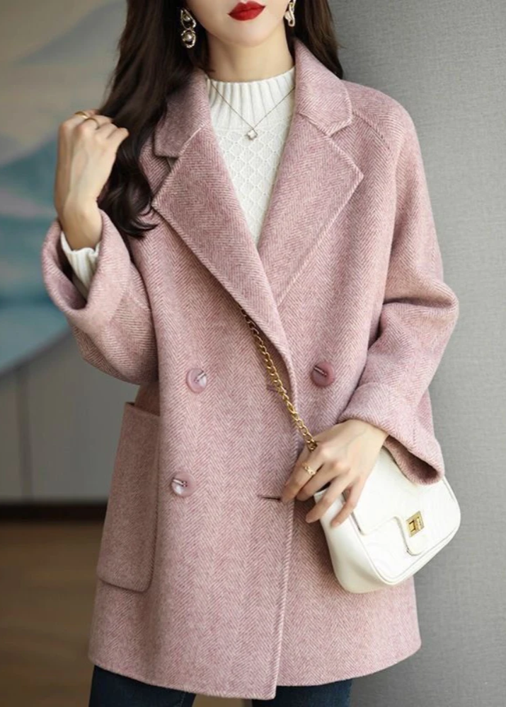 Oversized double-breasted trench coat with statement buttons, Korean-inspired silhouette for women
