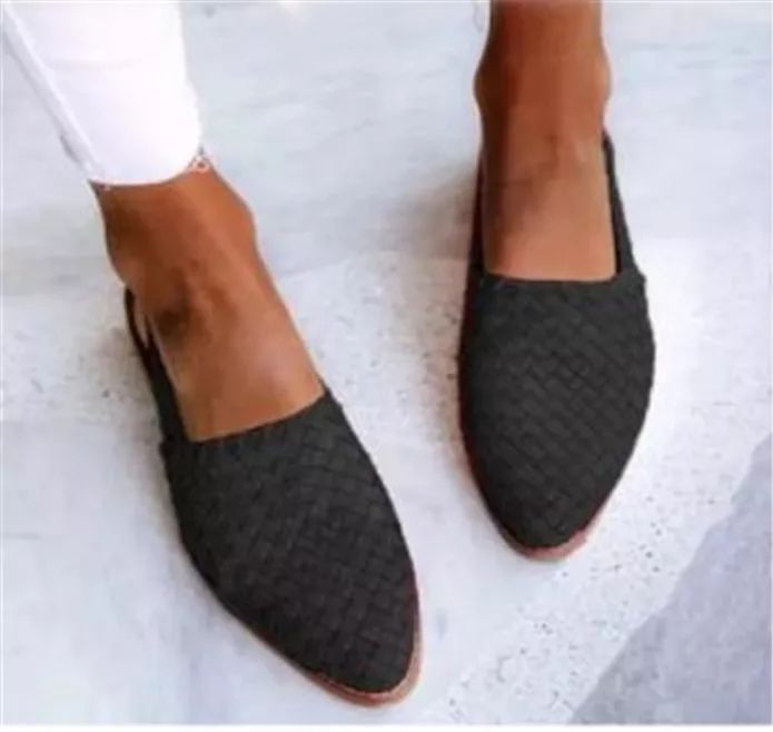 Women's pointed toe woven slingback flats lightweight breathable open-back design for all-day comfort