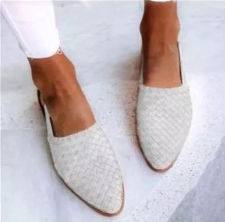 Women's pointed-toe woven slingback flats with breathable upper for lightweight all-day comfort