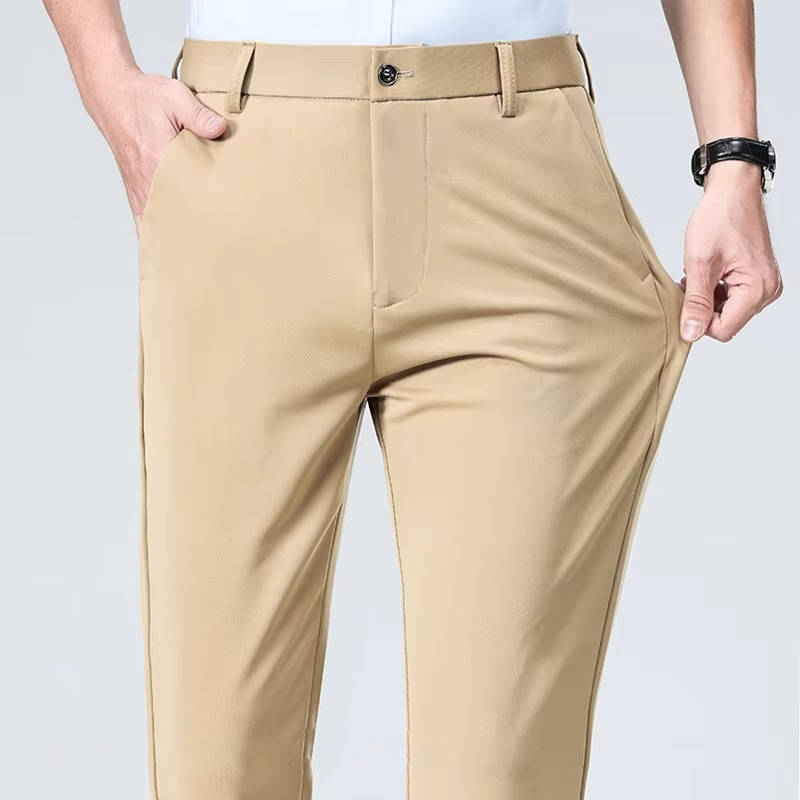Men's slim fit charcoal dress pants lightweight stretch fabric for modern professionals