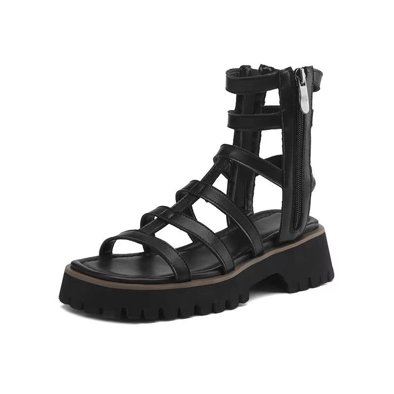 Women's handmade calfskin leather gladiator sandals multi-strap ankle wrap all-day comfort