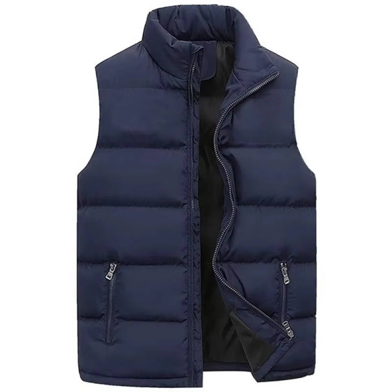 Men's lightweight sleeveless puffer vest insulated layer for transitional weather and active styling