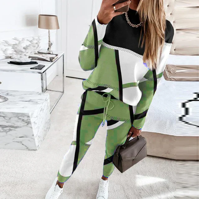 Women's cotton knit two-piece lounge set relaxed fit with drawstring waist in cozy neutral tones