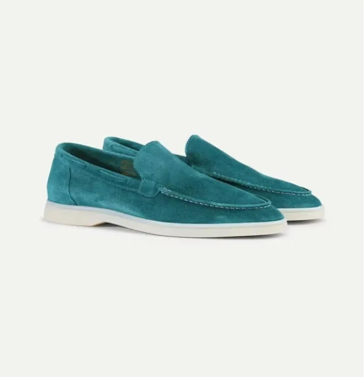 Men's frost suede slip-on yacht loafers with hand-stitched detailing for everyday sophistication