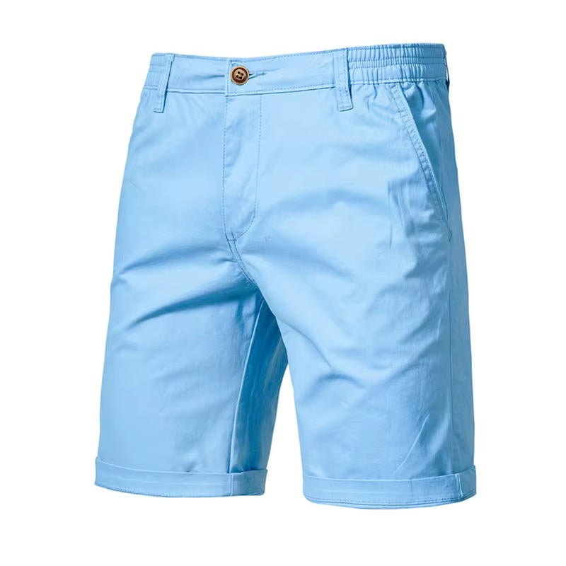 Men's lightweight breathable cotton casual shorts with side pockets, relaxed everyday fit