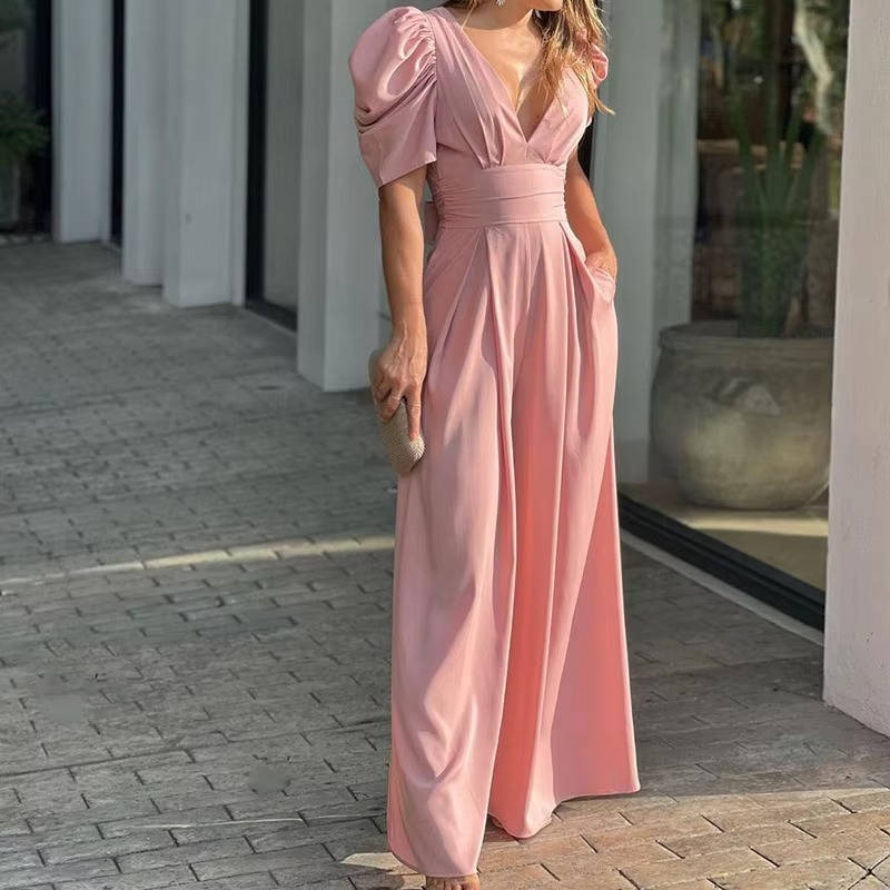 Women's elegant black tailored jumpsuit wide-leg floor-length silhouette for formal events