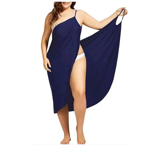 Women's white cotton beach cover-up dress, breezy loose silhouette with quick-dry fabric for pool to street