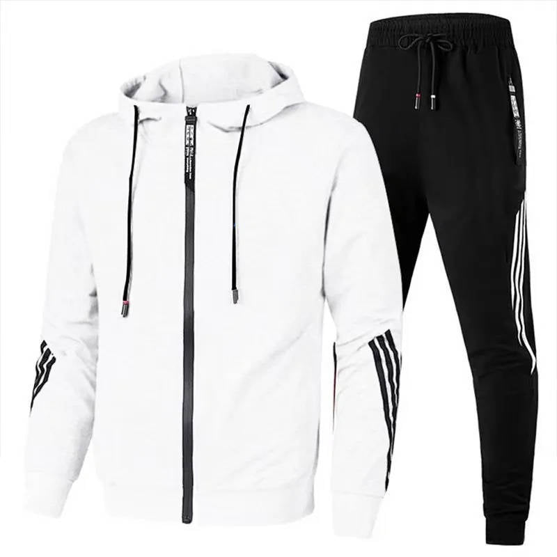 Men's 2-piece zip-up tracksuit hoodie and joggers set soft cotton-poly blend casual athletic fit