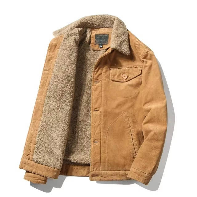 Men's sherpa lined jacket cozy cotton padded insulation casual outdoor everyday warm rugged outerwear