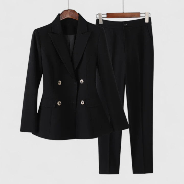 Hannah women's double-breasted blazer two-piece suit professional tailored set polished career style