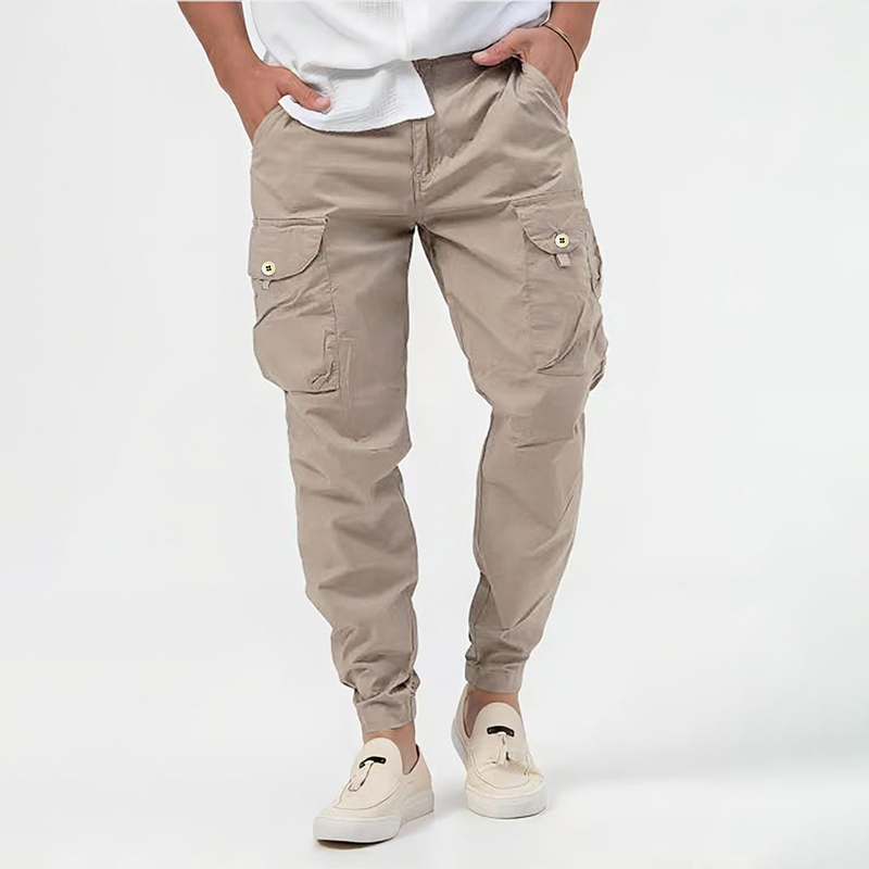 Men's lightweight casual cargo pants with multiple utility pockets, relaxed fit for active wear