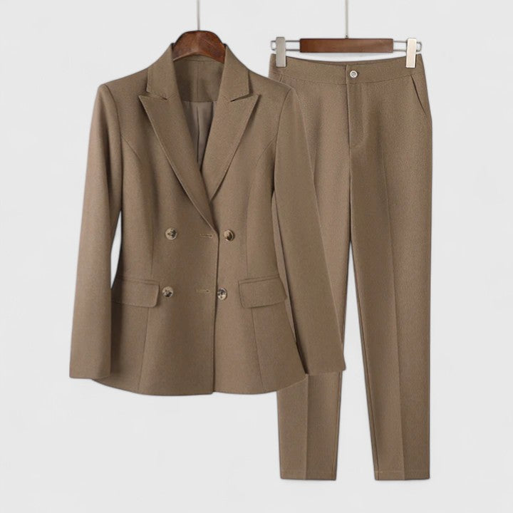Hannah women's double-breasted blazer two-piece suit tailored professional set polished confidence