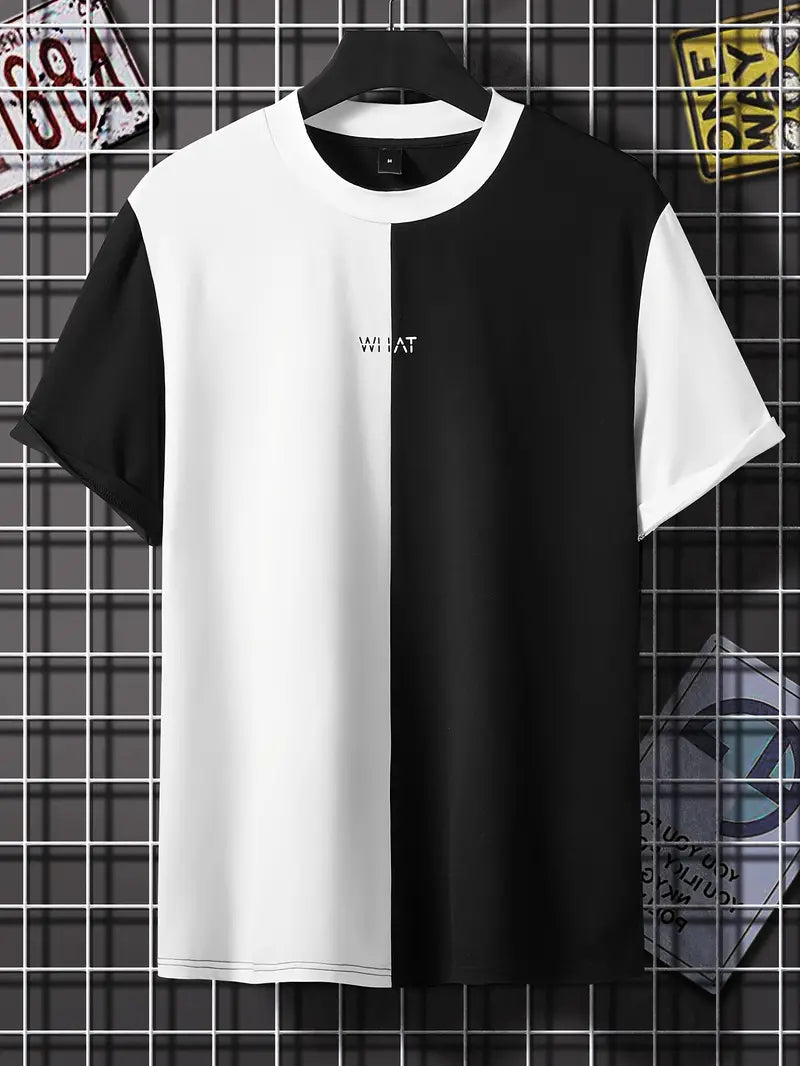 Men's color block crew neck t-shirt short sleeves casual comfortable everyday essential modern fit