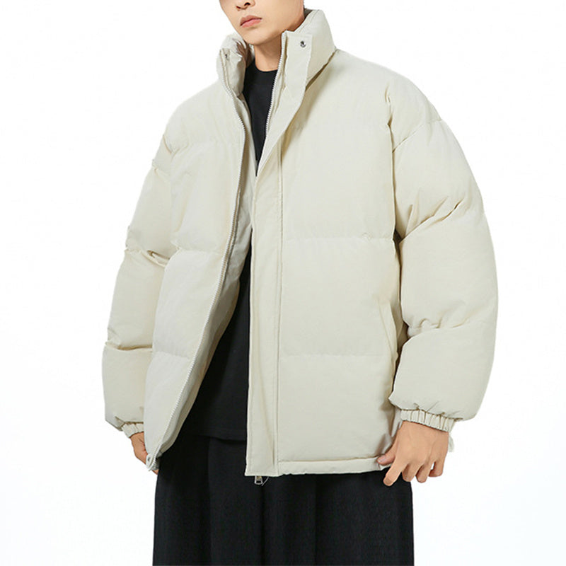 Unisex oversized winter jacket stand-up collar cozy warm streetwear cold weather minimalist fit