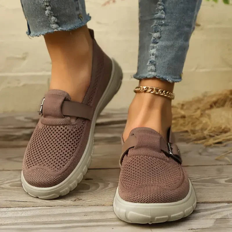 Gina women's slip-on sneakers breathable knit mesh lightweight cushioned casual shoes