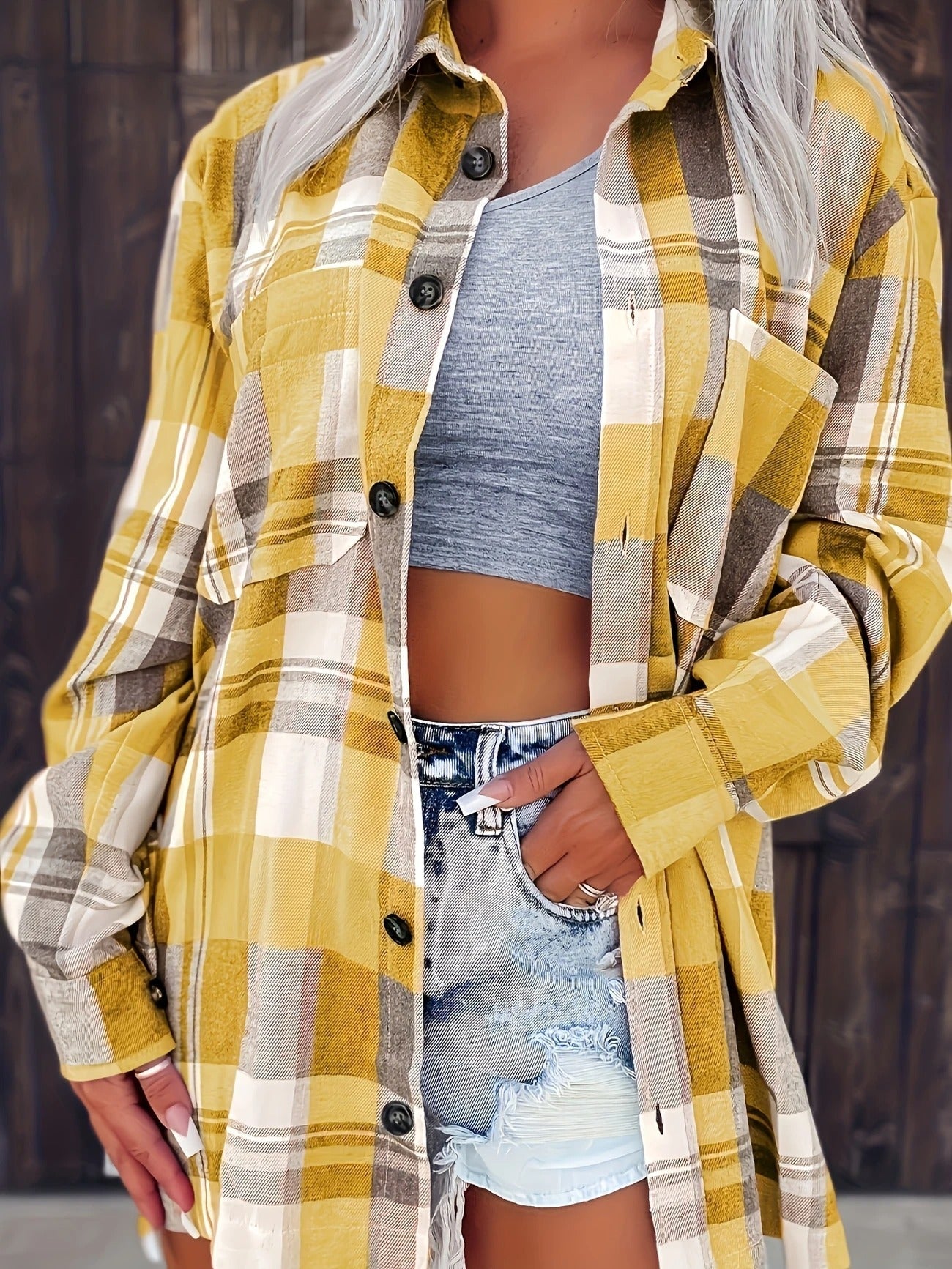 Women's lightweight flannel shirt bold plaid design ultra-soft breathable fabric relaxed casual fit