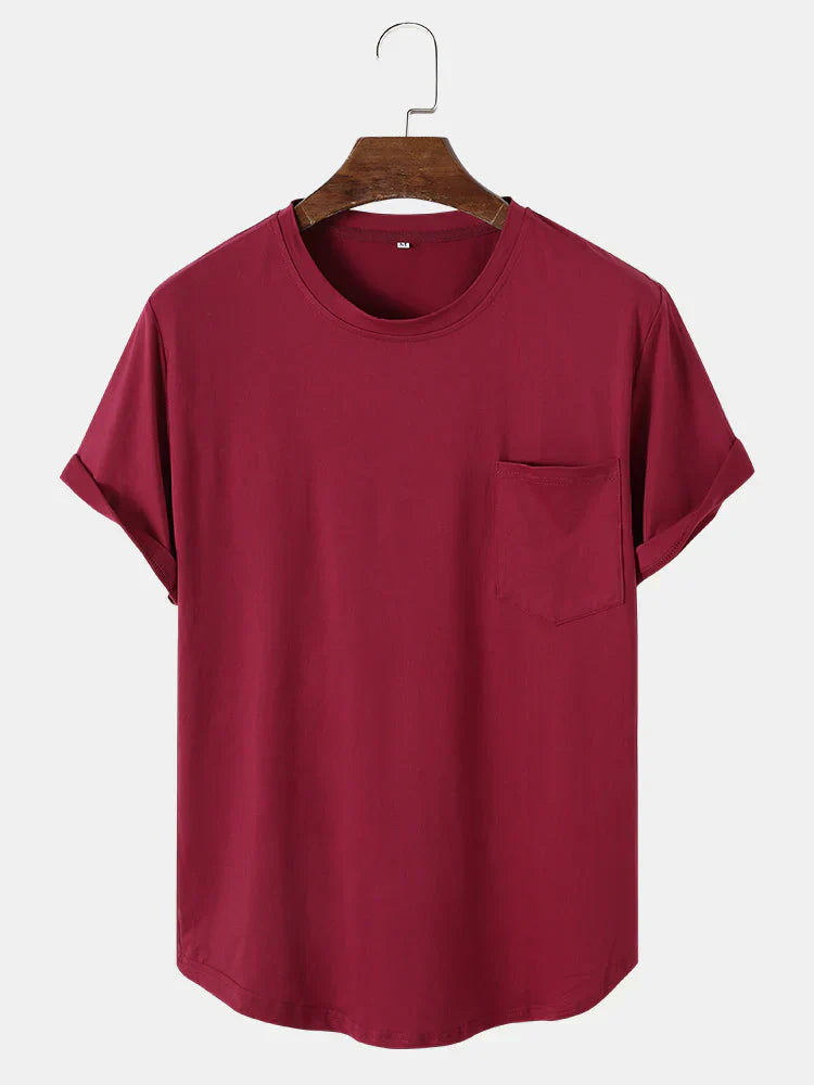 Men's classic crew neck pocket t-shirt relaxed fit soft everyday essential with chest pocket detail