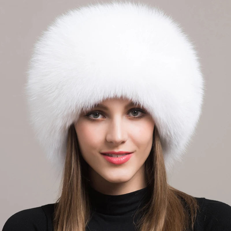 Valentina genuine fox fur hat natural plush texture lightweight insulation luxurious cold weather winter style